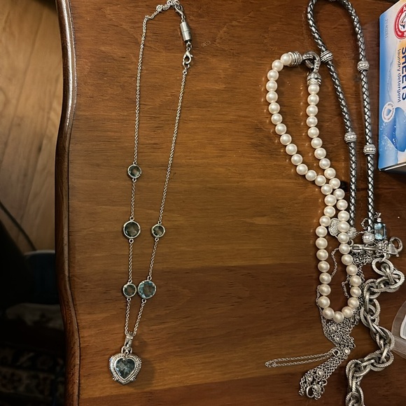 💙Judith Ripka vintage double sided blue topaz heart shaped pendant - Picture 9 of 11